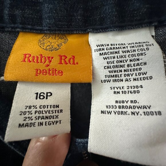 Ruby Rd. Petite Classic Original Easy Fit Denim Pants 16P - Picture 3 of 8